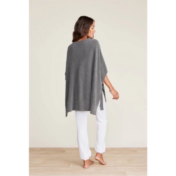 NWT Barefoot Dreams hi-low side-tie grey poncho Olive Branch size small medium - Picture 3 of 10
